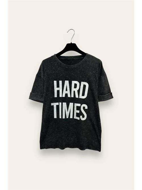 T-shirt stone wash con scritta hard time LOVEme | VB-10754/Antracite