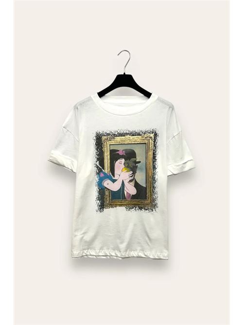 T-shirt stampa quadro e biancaneve LOVEme | VB-10777/Bianco