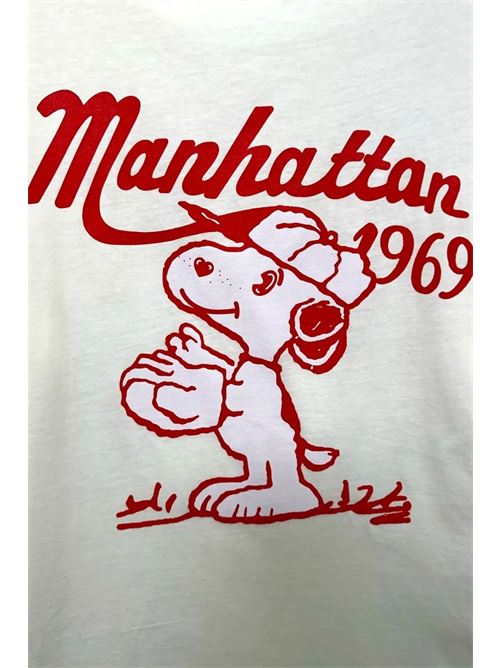 T-shirt con stampa snoopy e scritta Manhattan 1969 LOVEme | VB-10786/Bianco