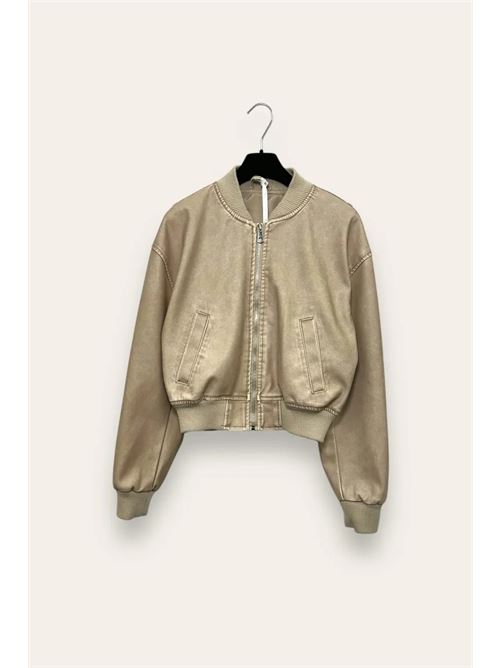 Bomber corto in ecopelle, effetto vintage LOVEme | YY-10721/Beige