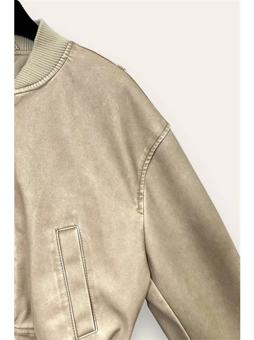 Bomber corto in ecopelle, effetto vintage LOVEme | YY-10721/Beige