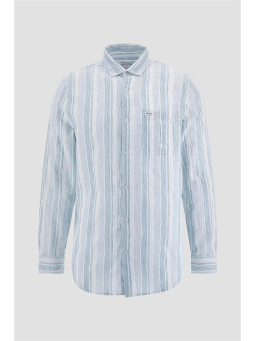 LS COLLINS SLUB STRIPE SHIRT GUESS | M3GH61WFDP0/S73Q